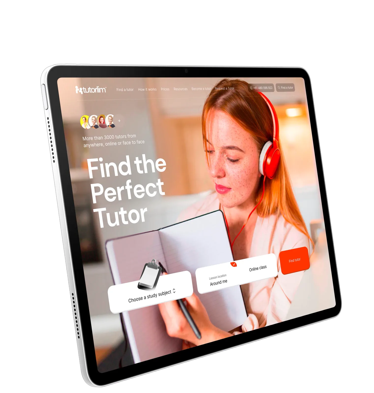Tutorlim design concept on a tablet — photo hero